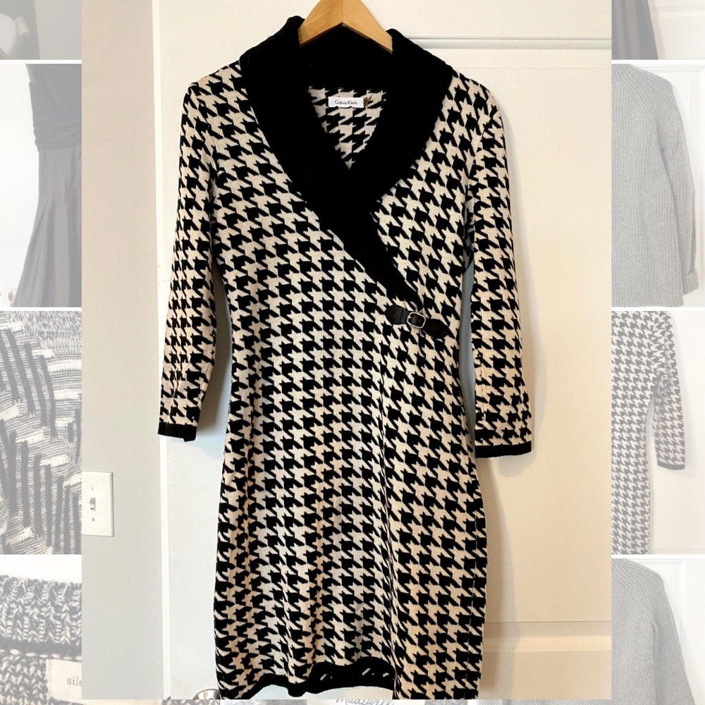 Calvin Klein Houndstooth Sweater Dress